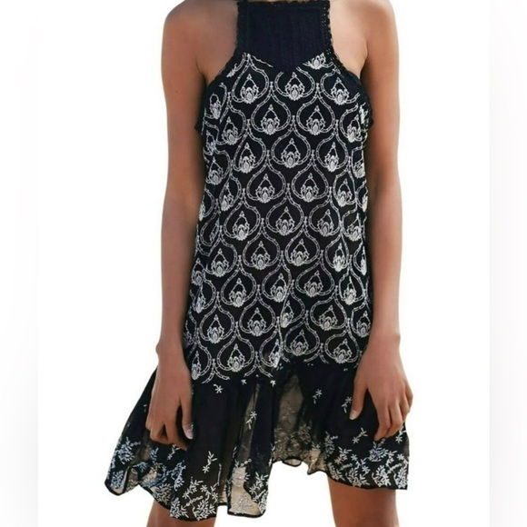 Anthropologie Sheer Embroidered Black and White Mini Dress Size XS New With Tags - Picture 1 of 12